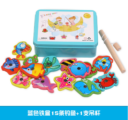 儿童木质磁性钓鱼益智专注力手眼协调锻炼幼儿园1宝宝小孩2岁玩具